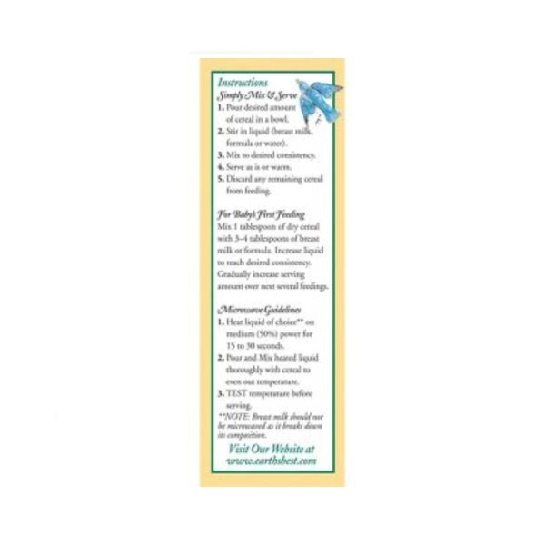 Earth´s Best Organic Whole Grain Oatmeal Cereal - Imagen 2
