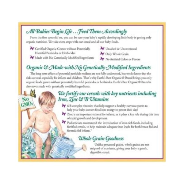 Earth´s Best Organic Whole Grain Oatmeal Cereal - Imagen 3