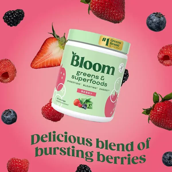 Bloom Nutrition Greens & Superfoods Powder, Berry, 0.5 lbs. - Imagen 3