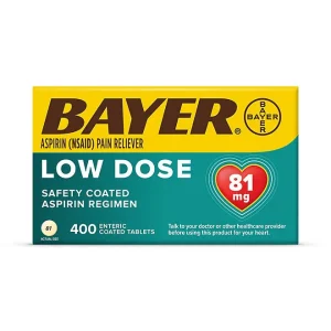 Bayer Low Dose Aspirin Pain Reliever Tablets, 81 mg, 400 ct.