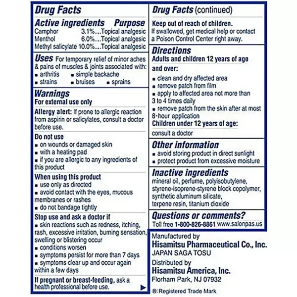 Salonpas Pain-Relieving Patch, 140 ct. - Imagen 2