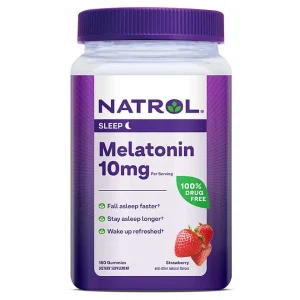 Natrol Sleep Melatonin 10mg Per Serving Gummies, Strawberry, 180 ct.