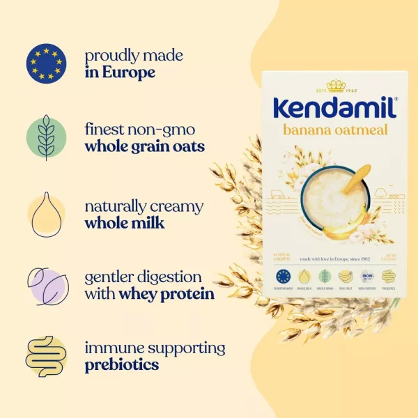 Kendamil Banana Creamy Oatmeal Cereal - 8oz - Imagen 2