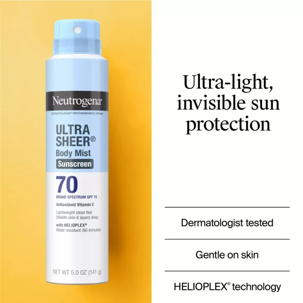 Neutrogena Ultra Sheer Sunscreen Spray, SPF 70 - Imagen 3
