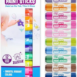 Tub Works® Bath Paint Sticks - Juguete de baño, 12 unidades | Pintura de bañera no tóxica y lavable para niños y niños pequeños 