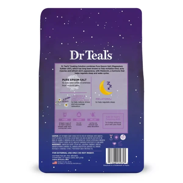 Dr Teal's Epsom Salt Magnesium Soak - Sleep Blend with Melatonin, Lavender & Chamomile - Imagen 4