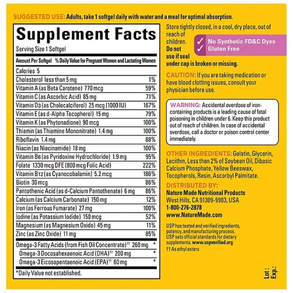 Nature Made Prenatal Multivitamin Softgels, 150 ct. - Imagen 4