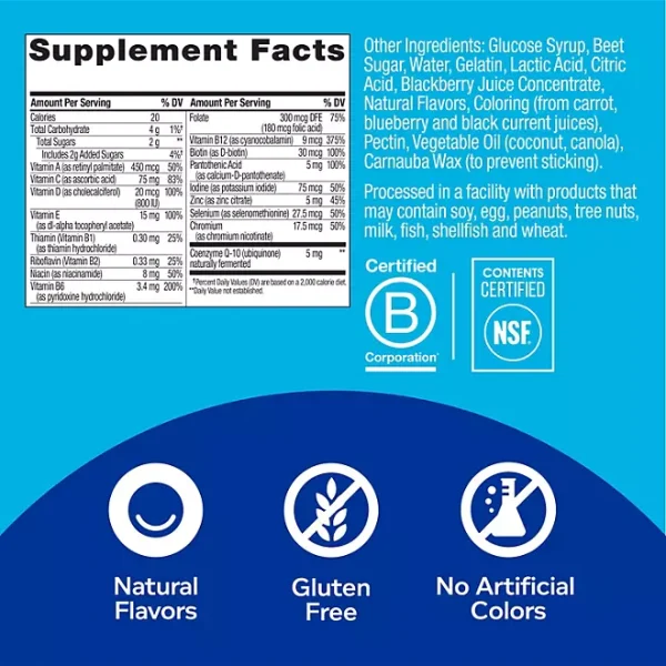 OLLY Men's Multivitamin Gummy, Blackberry, 200 ct. - Imagen 3