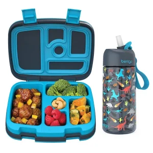 Bentgo Kids Prints Lunch Box & Water Bottle Set DINOSAUR