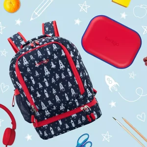 Bentgo 2-In-1 Backpack & Lunch Bag and Bentgo Kids Chill Lunch Box Rocket