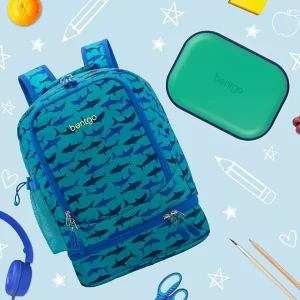 Bentgo 2-In-1 Backpack & Lunch Bag and Bentgo Kids Chill Lunch Box Sharks