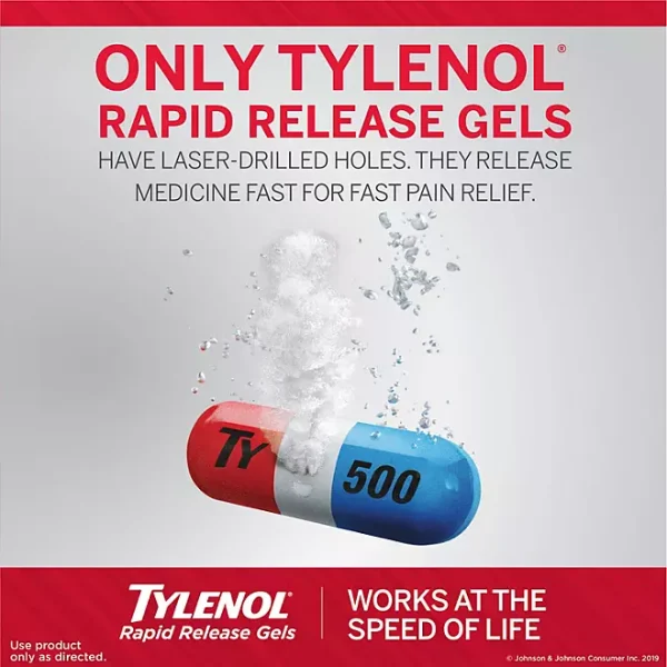 Tylenol Extra Strength Rapid Release Pain Reliever Gelcaps, 500 mg Acetaminophen, 290 ct. - Imagen 3