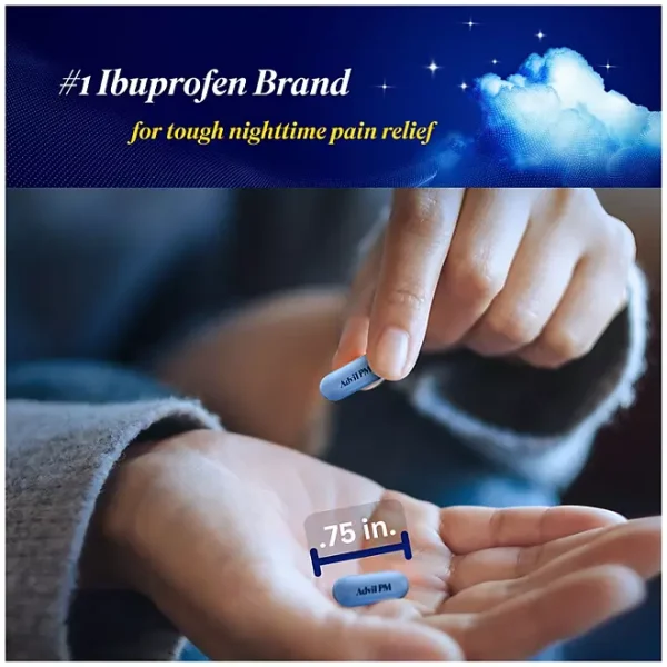 Advil PM Pain Reliever and Nighttime Sleep Aid, Ibuprofen and Diphenhydramine Caplets, 200 ct. - Imagen 3